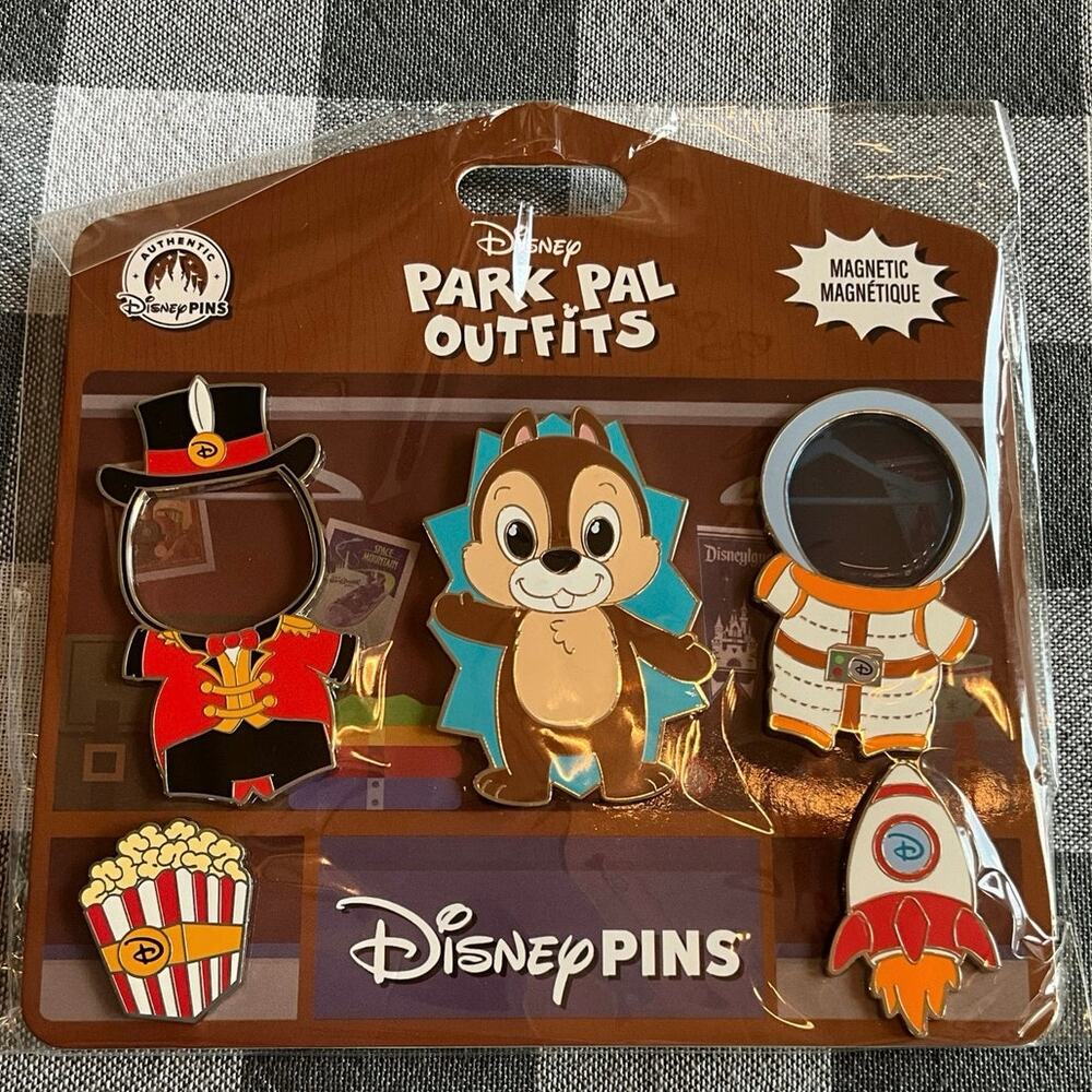 Disney Parks Pin Set - Chip Park Pal Outfits Costume Magnetic Parks Pins